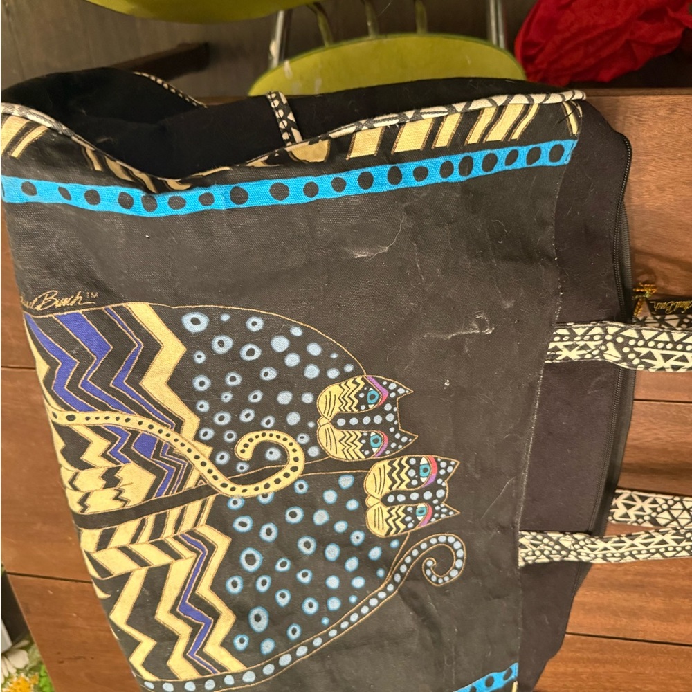 Laurel Burch Vibrant Cat Design Tote - Picture 4 of 10